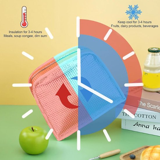 Geïsoleerde lunchtas, dameshandtas, corduroy lunchtas, universele corduroy lunchtas, geschikt voor werk, school, picknicks, enz., draagbaar en praktisch,Zwart-wit geblokt — afbeelding 2