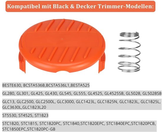 A6485 RC-100-P spoelkappen voor Black Decker GL280, GL301, GL425, GL430, GL545, GL555, GLC13, STC1820, ST1823, GLC1825L, GLC3000 grastrimmer, vervangende spoelafdekking (4 spoelkappen en — afbeelding 2