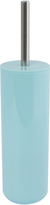 Lichtblauwe toiletborstelhouder met metalen steel, 38 cm.