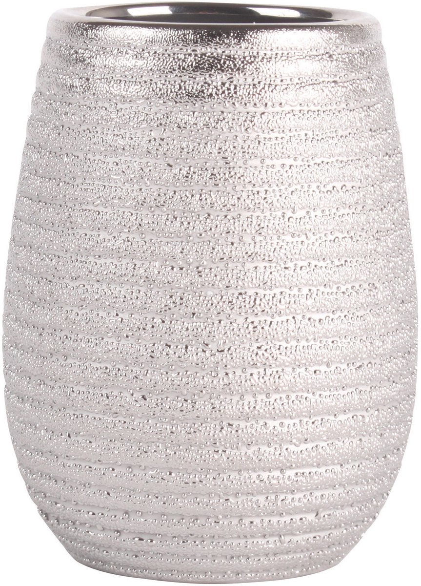 MSV Tandenborstelhouder Keramiek Grijs - OMAN Serie Badkamer Organizer voor Tandenborstel en Tandpasta - 8,5 x 10 cm