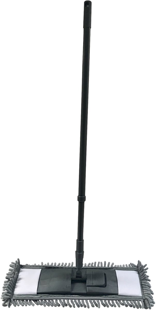 MSV Draaimop met Microvezel Kop - Mop met Draaiende Kop en Verstelbare Steel - Zwabber 68x120 cm - Zwart