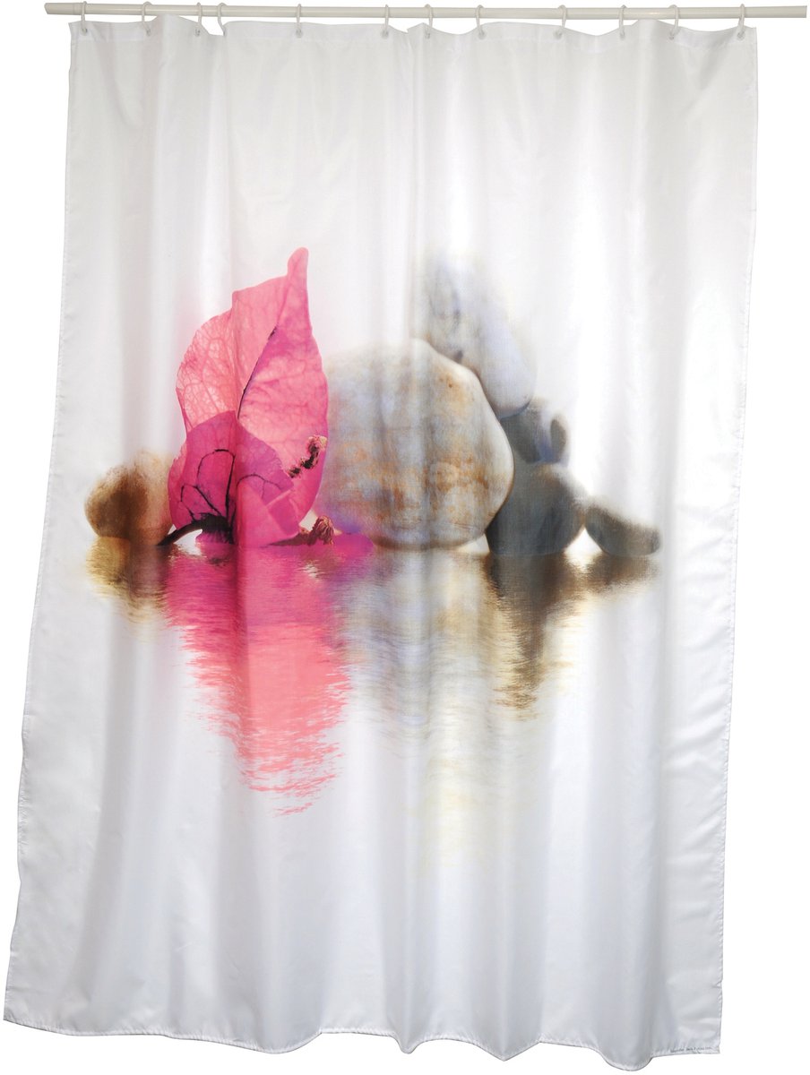 MSV Borneo Douchegordijn 180x200 cm - Polyester Badkamergordijn met Decoratief Design voor Douche en Bad
