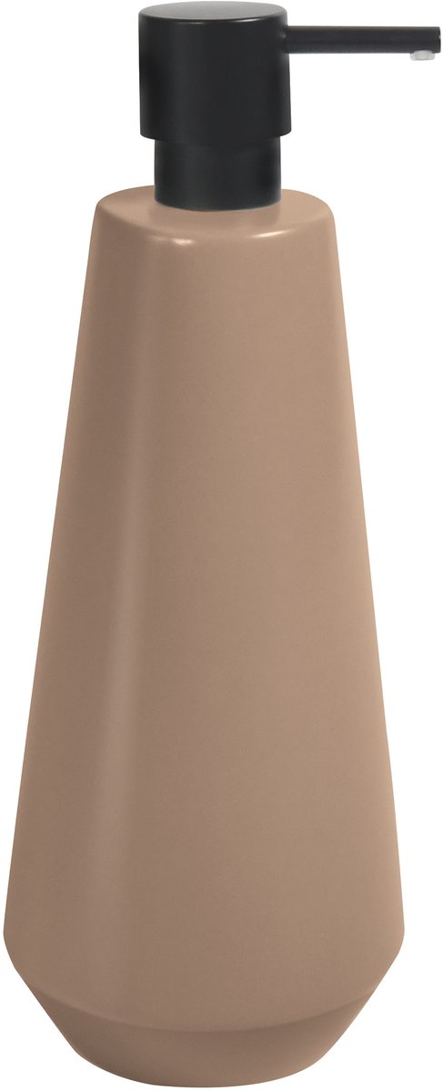 Spirella Joshua Zeepdispenser – Keramische Zeephouder met Zeeppomp voor de Badkamer – Cappuccino Mat – 9x9x24,5 cm