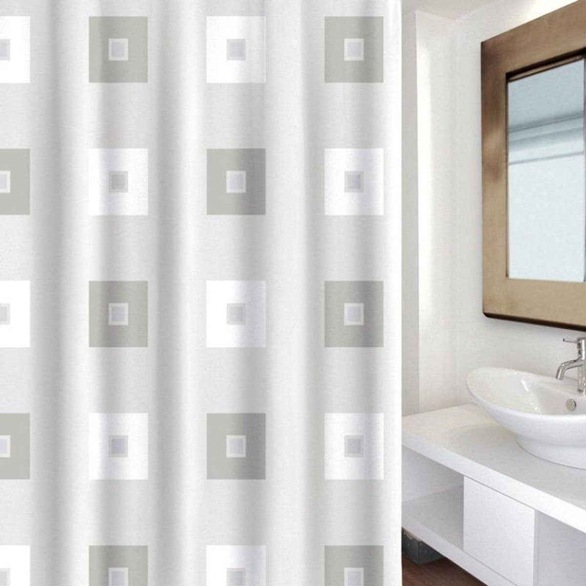 MSV Douchegordijn – Waterdicht en Antibacterieel Douchegordijn met Schimmelwerende Coating – Modern Design voor de Badkamer