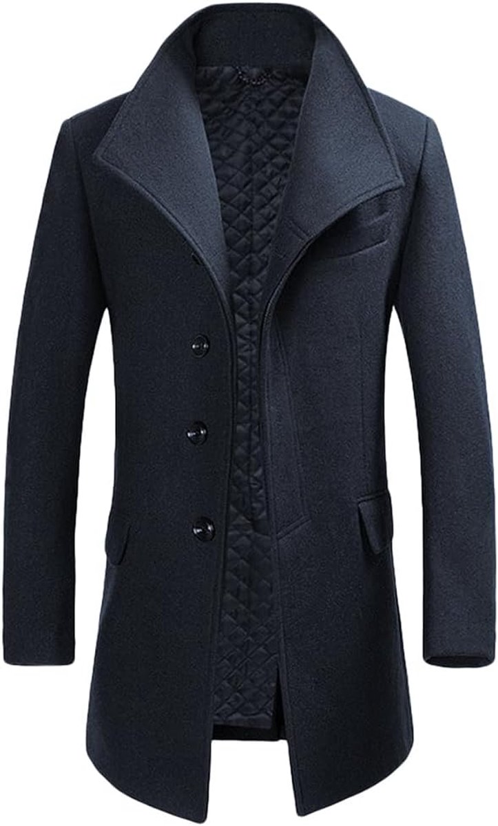 Mannen trenchcoat Stand kraag Casual wollen jas winter lange jas enkele Breasted overjas