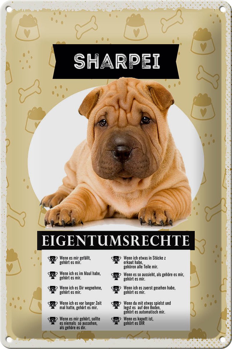 Blechschild 20x30cm Sharpei Eigentumsrechte