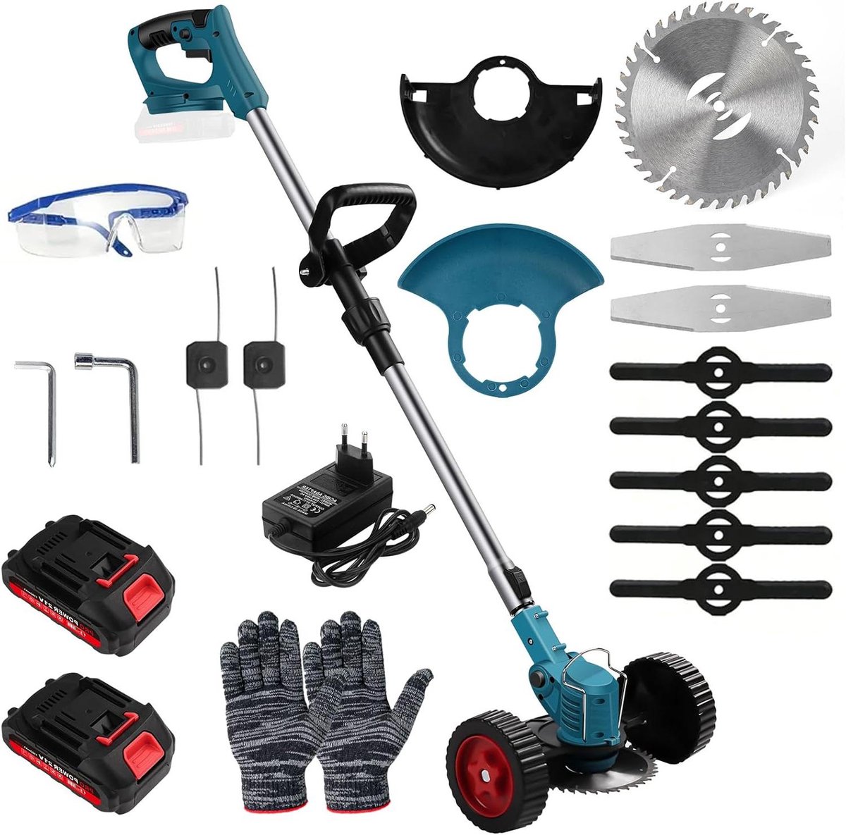 Draadloze Grastrimmer - Bosmaaier Elektrisch - Gazon Onderhouden - Borstelloze Motor - 2 Accu's - Zwart