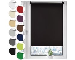 Verduisterend rolgordijn Klemmfix zonder boren 105cm x 210cm zwart Klemmfix rolgordijnen met zijkoord voor ramen en deuren klemrolgordijn zo