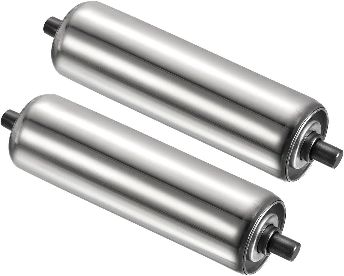 Transportrol 3,5 inch diameter 10 inch lengte, 2 stuks roestvrijstalen transmissie vervangingsonderdeel verzinkt uiteinde, zilver