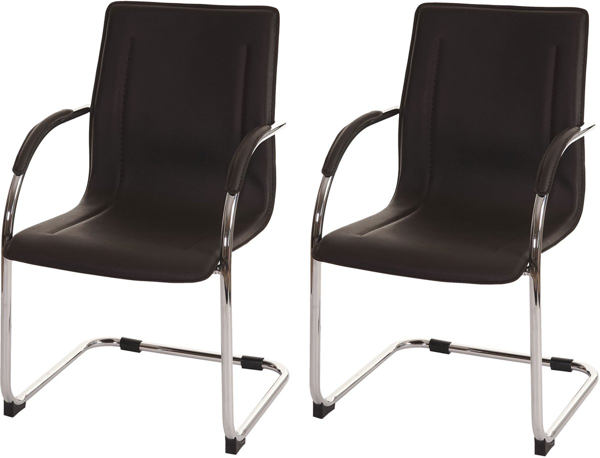 MCW Set van 2 eetkamerstoelen Samara, vrijdragende keukenstoel fauteuil stoel, staal ~ bruin
