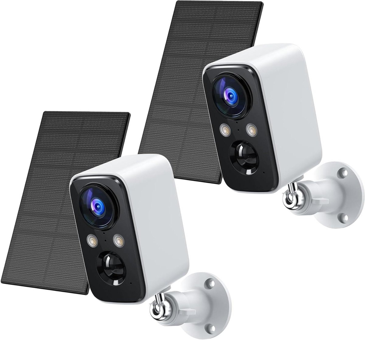 Beveiligingscamera Draadloos - Outdoor Camera - Huisbewaking - Opladen op Zonne-energie - 1080P FHD - Wit