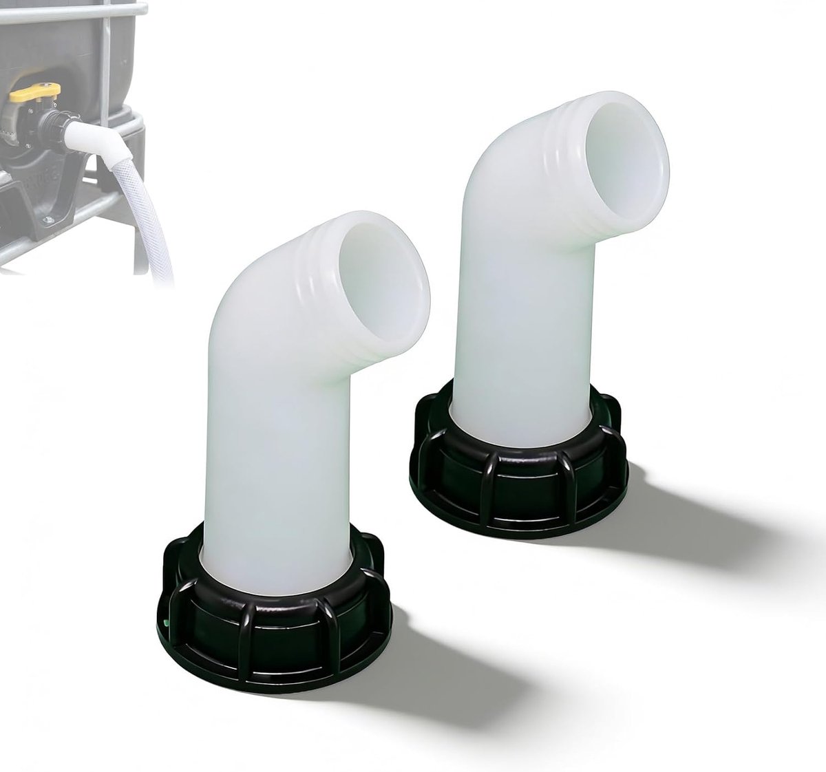 Set van 2 mondstukken voor IBC-tank, adapter compatibel met schroefdraad S60 X 6, grove schroefdraad, aansluitaccessoires voor opslag en vloeistofoverdracht