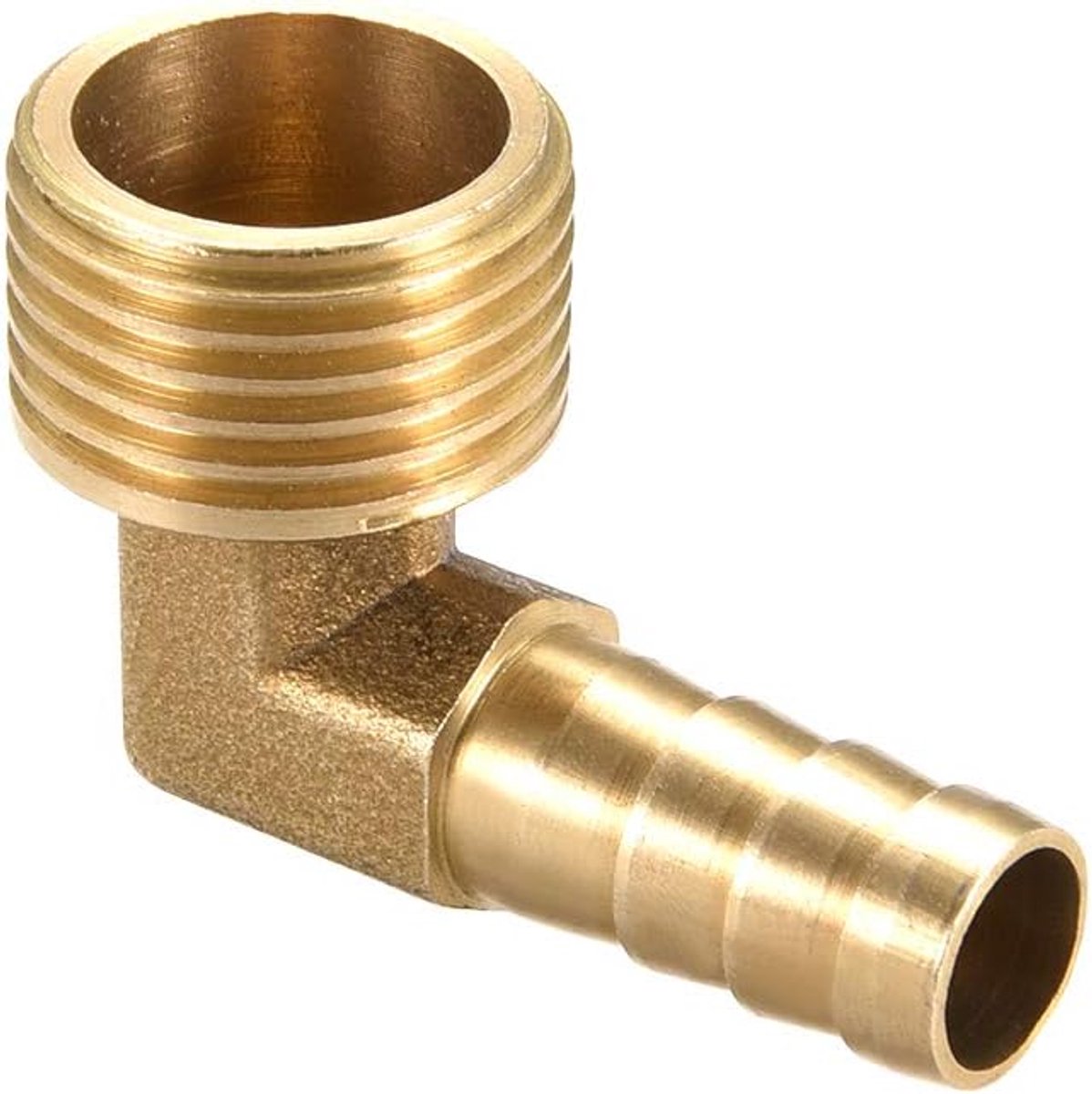 sourcing map Messing Barb slang 90 graden ellebogen 6 mm stekel x 1/8" G stekker fluit 1/2 G Male x 10mm Barb