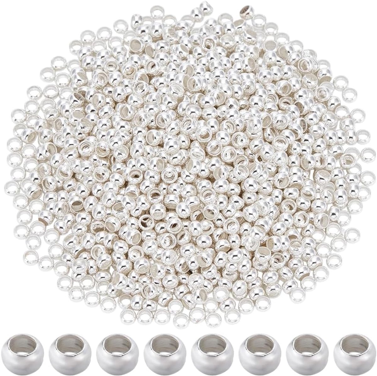 Kralen 3mm Ronde Crimp Kralen Metalen Spacer Stopper Klem Uiteinden Rondelle Crimper Cord Eindkappen voor Sieraden Maken Benodigdheden Krimpen Spacer DIY Armband