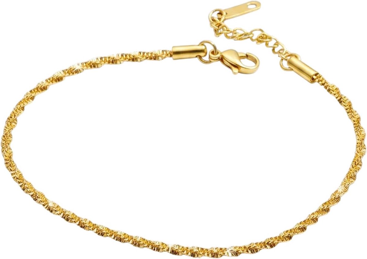 Karma NH10151189 enkelbandje goud of zilver 21,5 cm roestvrij staal waterdicht hypoallergeen modern enkelbandje voetsieraad vakantie strand avondmode accessoires dames