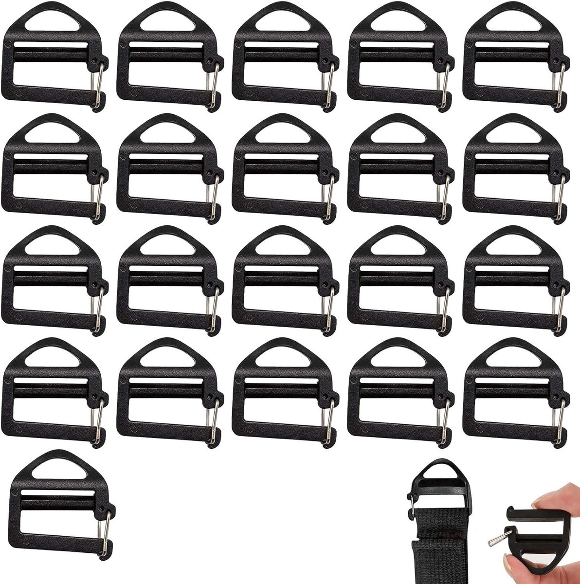 16 Verstelbare Gespbanden 25 mm – Vervangingsonderdelen voor Rugzakgespen en Koffers – Stevige Rugzakgespclips van Kunststof – Reparatie Accessoires voor Handbagage, Outdoor Tassen en Reisse
