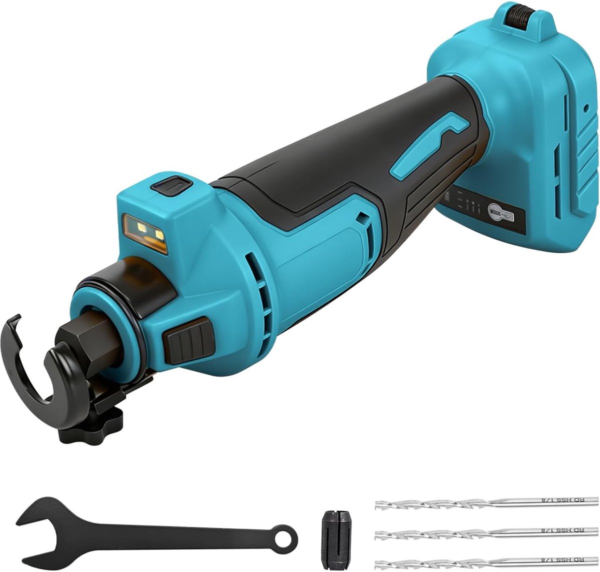 rotatiesnijder voor Makita 18 V, borstelloze snijgereedschap met ledlicht, in diepte verstelbaar, droogbouw, draaizaag, compacte spiraalzaag voor het zagen van plaatstaal, hout (blauw, voor