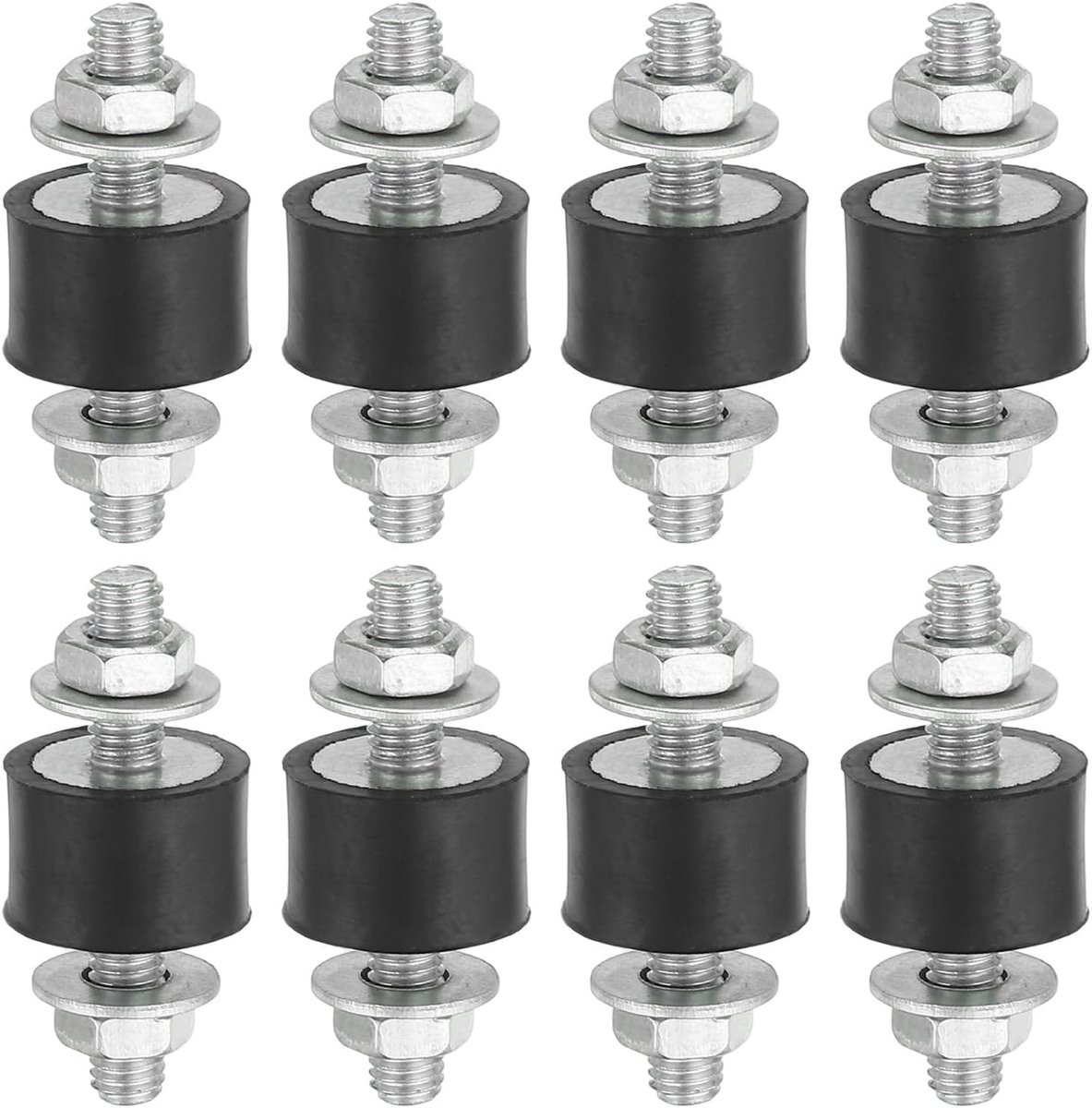 10x15mm Rubberen Studs Schokdemper, 8 stuks M6 Rubber Isolator Mounts Cilindrische Anti-Vibratie Isolator Mounts met Moeren voor Garage Motor Luchtcompressoren Motoren (VV Type)