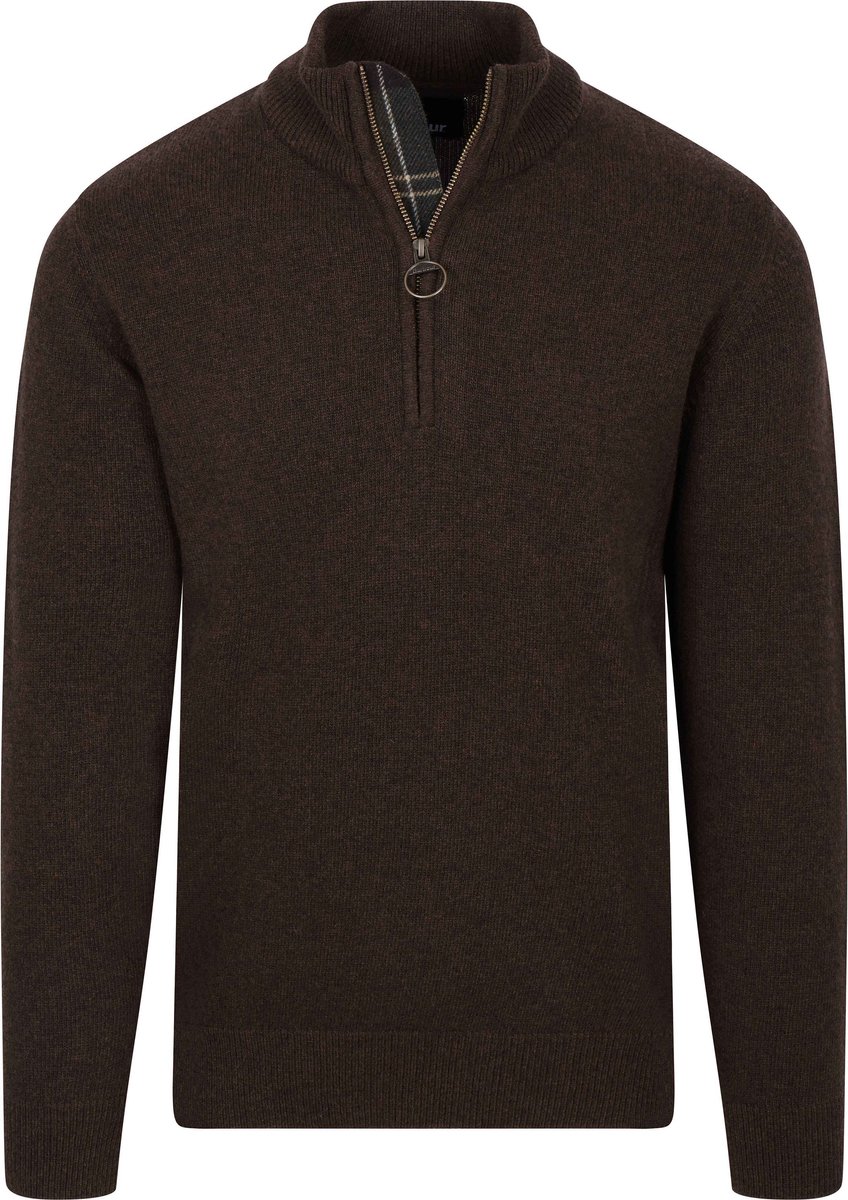 Barbour Holden Half Zip Trui Wol Dark Oak - Maat L - Heren - Quarter zip