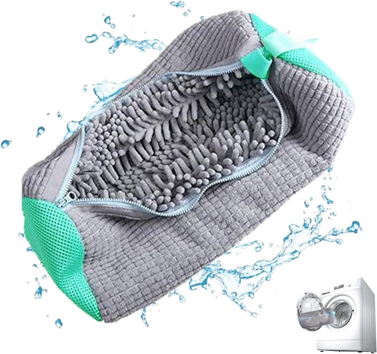 waszak, sneakers, schoenwaszak, wasmachine met ritssluiting, herbruikbare mesh waszak, schoenreiniging voor alle schoenen, grijs