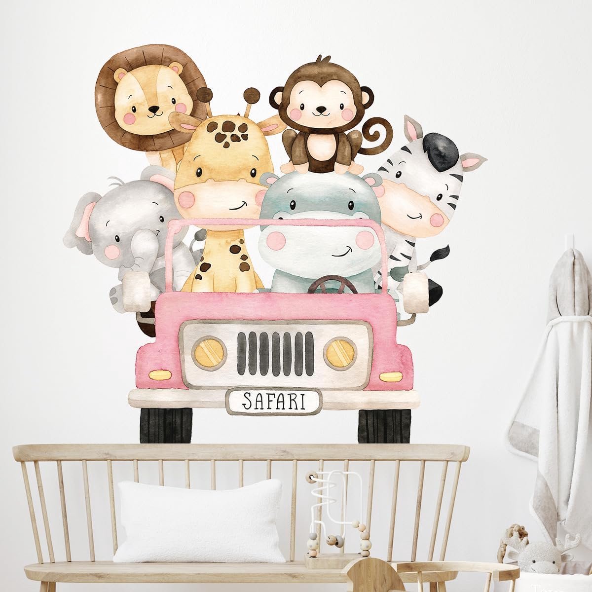 Muurstickers Peel and Stick, Vinyl Safari Giraffe Leeuw Olifant Muursticker, Muurdecoratie Kunst voor Kinderkamer Baby Speelkamer Kinderen Slaapkamer