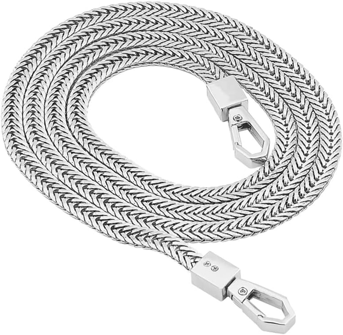 Zakketting 100CM Schouderriem Vervangende Ketting Handtas Kettingband Platte Tas Ketting Doe-het-zelf Tas Ketting,Geschikt voor Portemonnees Schoudertassen Damestassen (Zilver)