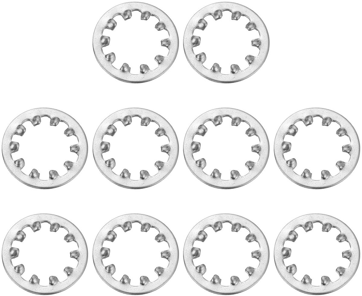10 stuks binnengetande tandschijven, 11,5 mm ID x 19,5 mm OD vertandde sluitringen, roestvrij staal 304 klemschijven, veerringen voor schroefbevestiging