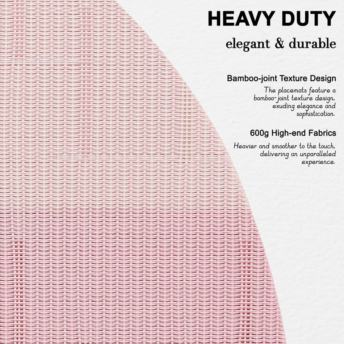 Placemats, rond, set van 8, placemats, rond, diameter 38 cm, pvc, hittebestendig, afwasbaar, outdoor, vinyl geweven placemats voor huizen, restaurants, hotel, tafeldecoratie (beige roze, set
