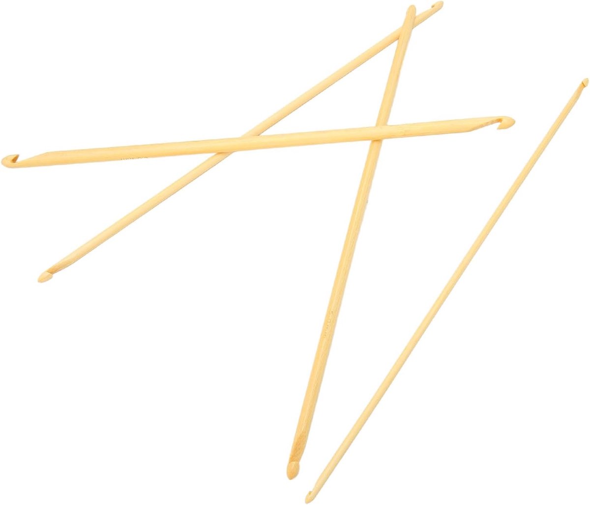 Haaknaalden 24 cm lang, verschillende maten, antislip bamboe haaknaalden met dubbele uiteinden voor breien, naaien, 3 mm/4 mm/5 mm/6 mm