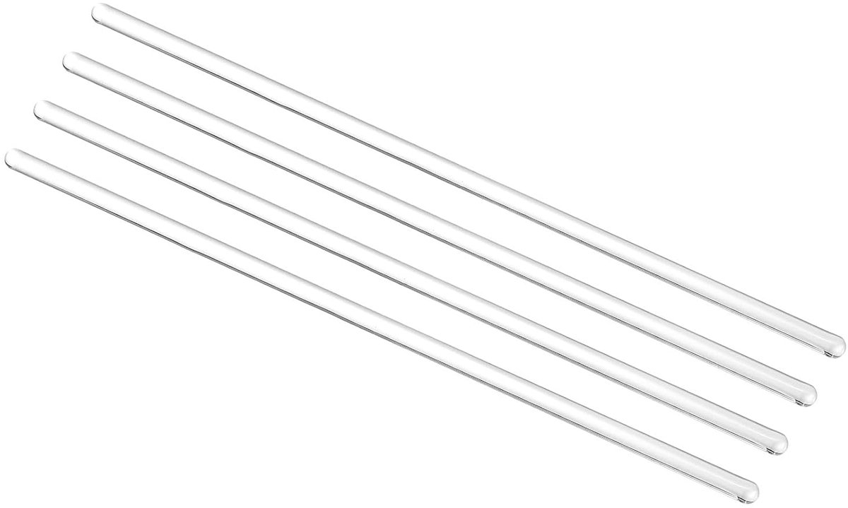 sourcing map 3.3 Borosilicaatglazen staaf 30 cm lengte 8 mm diameter roerstaaf menggereedschap 4 stuks