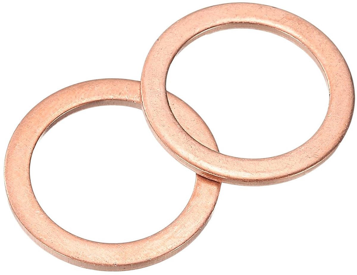 M18 sluitring, 12 stuks koperen ringsluitringen, 24 mm OD 1,5 mm dik, metalen afdichtring voor schroeven, bouten, moeren