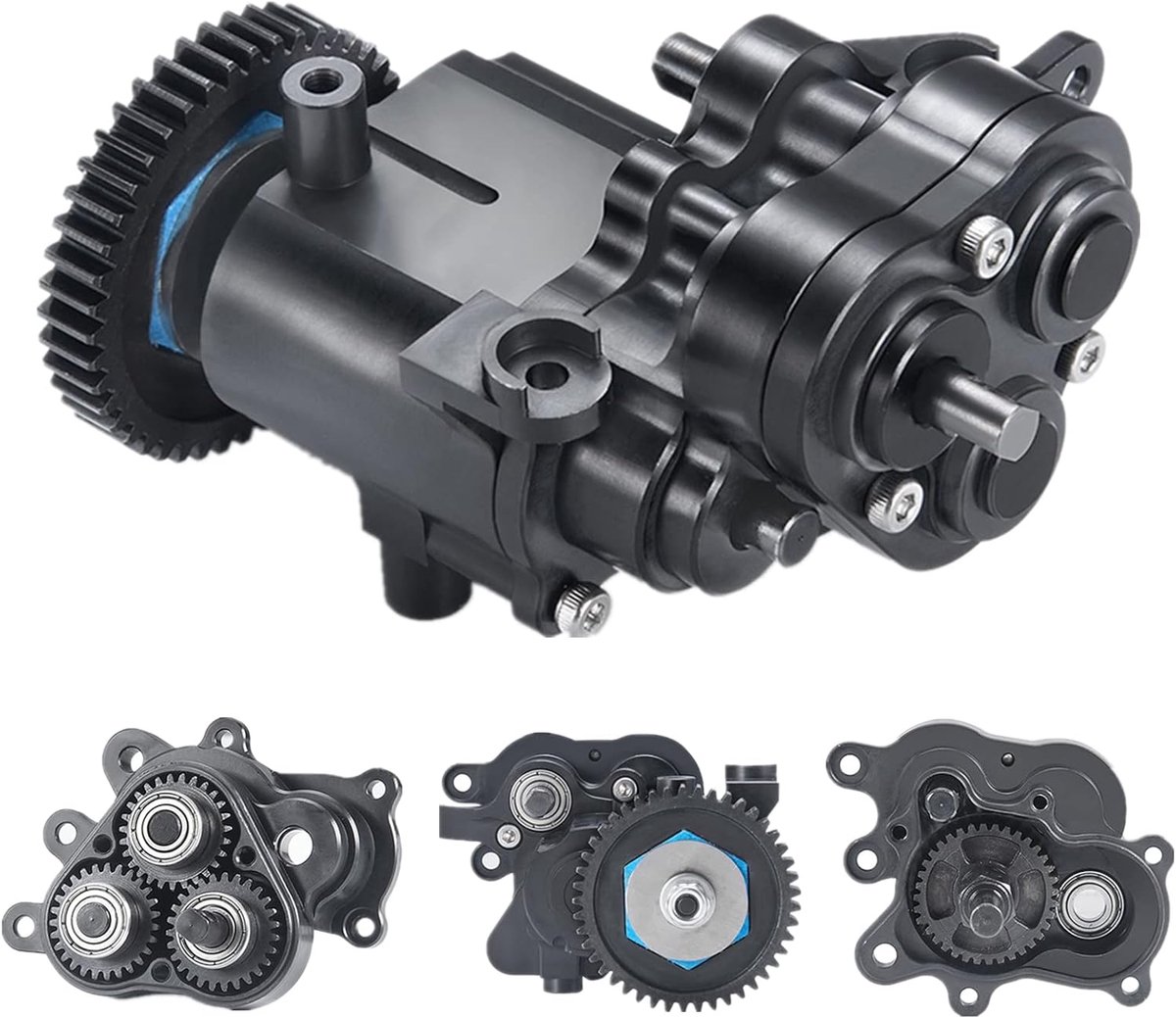 Metalen versnellingsbak met schakelpantoffel, koppeling en interne versnellingsbaktandwielen voor 1/10 RC Crawler TRX4 TRX6 Upgrade