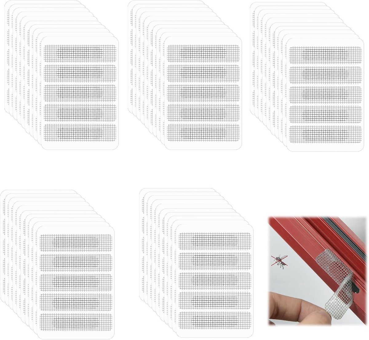 250 stuks reparatieband voor vliegengaas, glasvezel-vliegengaas, reparatieset, waterdichte vliegengaas, reparatietape, voor de reparatie van vliegenhordeuren, insectenwerend gaas
