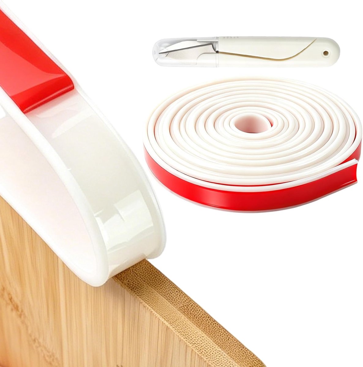 zelfklevende TPE meubelrandband 18 mm × 5 m | Flexibele opvouwbare randbescherming van rubber voor kastranden, eindlijst, keuken, plafondranden, werkbladen