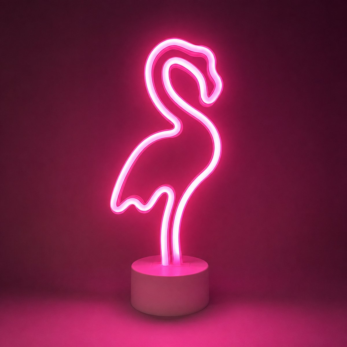 Nachtlamp Kind - Neon LED Flamingo Lamp Kinderkamer - Roze - op USB of op Batterij - LED Neon Tafellamp - Flamingo Nachtlamp - Sfeerverlichting voor Kinderkamer - Bureau - Slaapkamer - Woonkamer - 29,5 cm