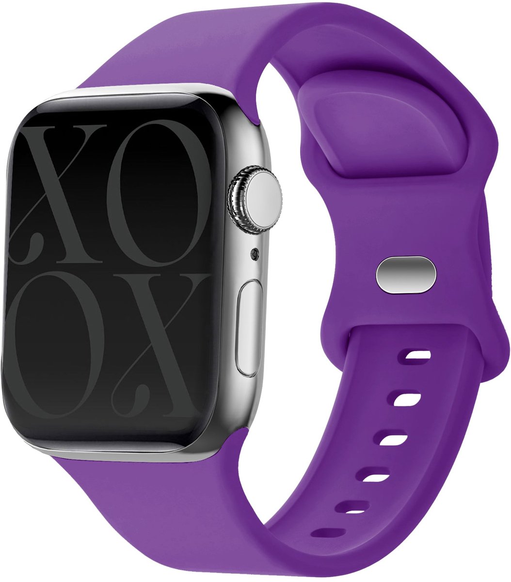 xoxo Wildhearts siliconen bandje - Geschikt voor Apple Watch - Series 1/2/3/4/5/6/7/8/9/10/SE - Maat: 38 mm / 40 mm / 41 mm / 42 mm - Horlogeband - Sport bandje voor iWatch - Donkerpaars