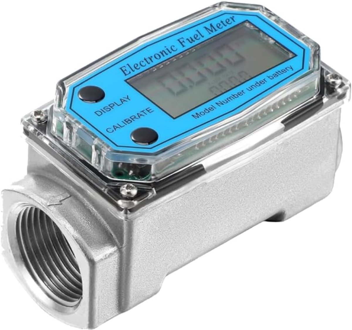 Turbine Flow Meter 1" NPT 15-120L, Stromingsmeter met LCD-Scherm, Water Flowmeter voor Diesel en Benzine Apparatuur (Blauw)