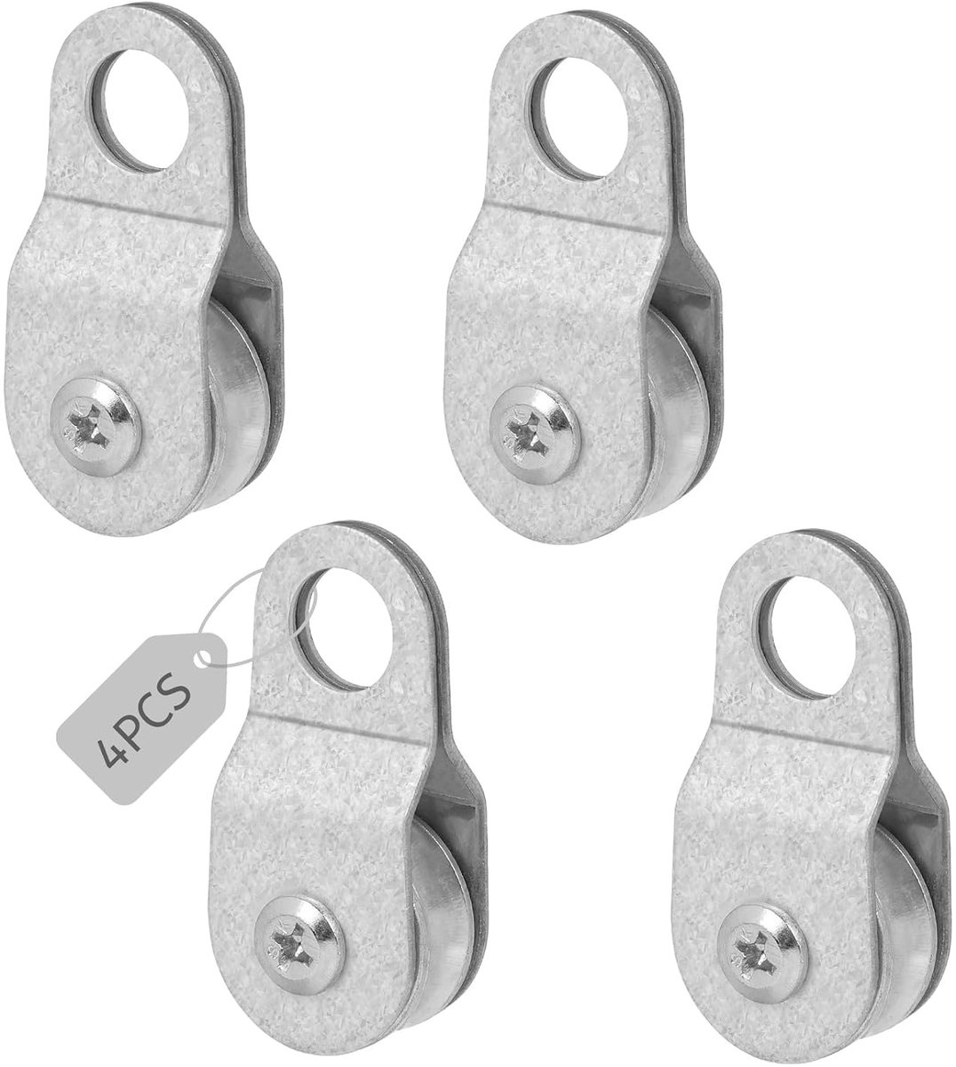 4 stuks katrol met 2 kogellagers, katrol geschikt voor kabels tot 8 mm, staalkabel, loopwielen, katrol, klein, draagvermogen 32 kg