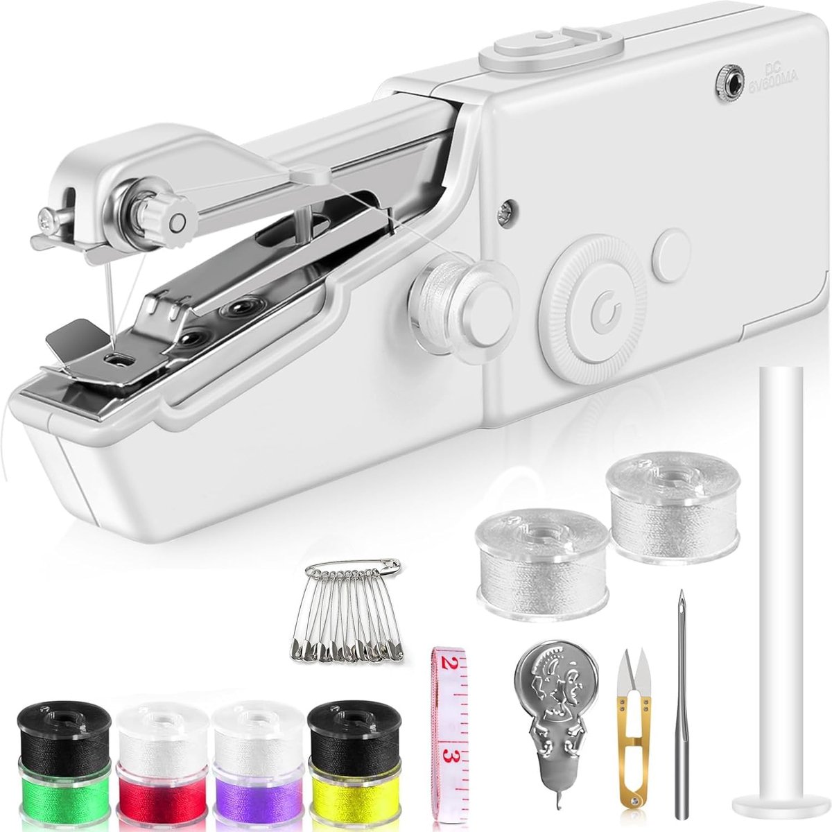 handnaaimachine met naaiaccessoires voor beginners en volwassenen, snelle steken, geschikt voor kleding, stoffen, doe-het-zelfprojecten thuis en op reis