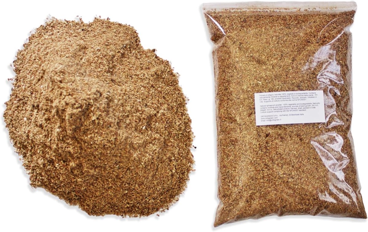 Sphagnum Mospoeder 160 g, volledig natuurlijk en biologisch afbreekbaar. Ideaal substraat voor orchideeën, bonsai en verticale tuinen.