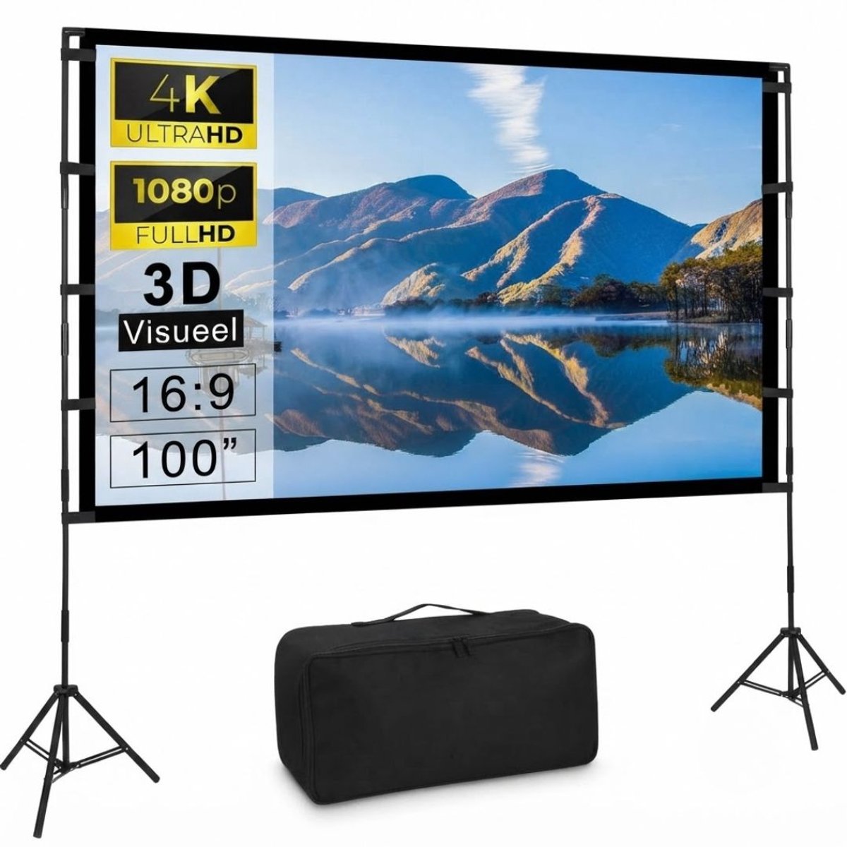 SP® Beamer Scherm - Projectiescherm - Beamerdoek - Zwart - ‎ 1cm x 221cm x 181cm