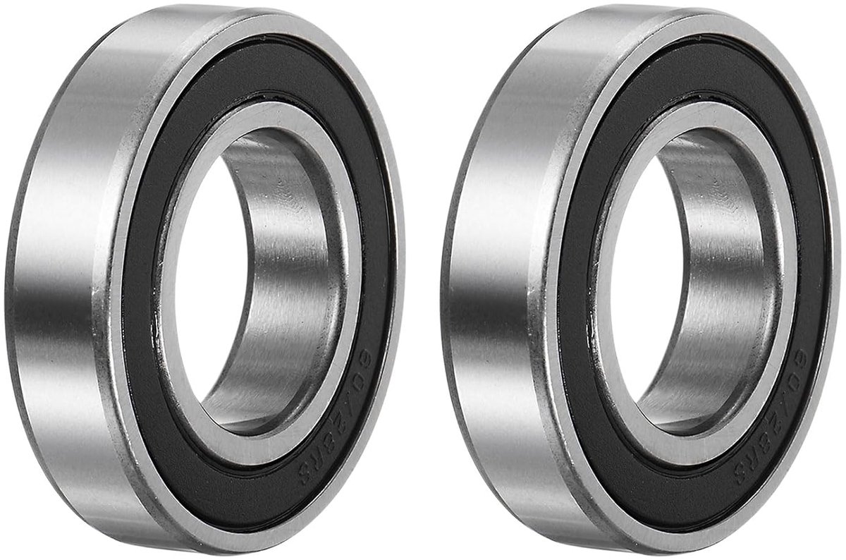 sourcing map 60/28-2RS groefkogellager, 2 stuks 28mm x 52mm x 12mm hoogkoolstof-chroomstalen Z1 dubbel met rubber afgedicht lager