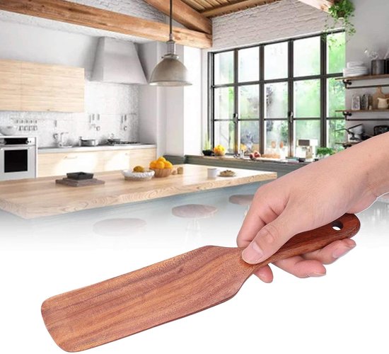 Pannenkoeken Schop Slijtvastheid Keuken Flipper Spatels Hittebestendigheid Omelet Spatel Houten Spatel Turner Kookbenodigdheden Kookgerei(Midden) — afbeelding 2