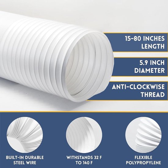airconditioner uitlaatslang, mobiele slangset diameter 150 mm, universele afvoerslangconnector voor airconditioner, voor airconditioning, luchtontvochtiger, droger — afbeelding 4