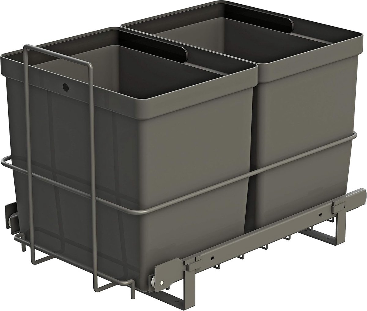 79/2 inbouw vuilnisemmer uittrekbaar met 2 x 16 l afvalemmer-mand in antraciet 33,2 x 48 x 35,5 cm, afvalscheidingssysteem voor de onderkast in de keuken