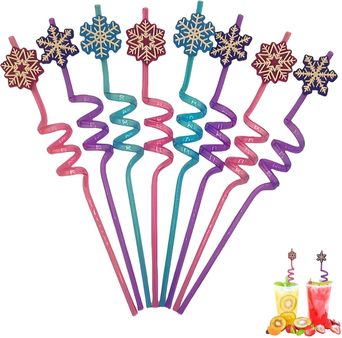 8 stuks rietjes voor kinderen, herbruikbaar, Hawaii-feestrietjes van kleurrijk plastic, kinderverjaardag, feestaccessoires, Hawaï-stijl