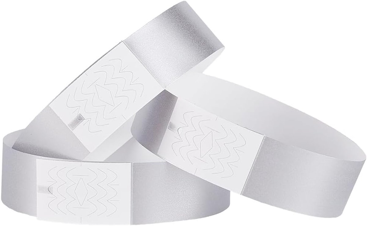 300 stuks papieren polsbanden, festivalarmbanden, feestbanden, toegangsbanden, zilveren evenementenarmband, waterdicht, licht, identificatiearmbanden voor evenementen, pretparken, clubs
