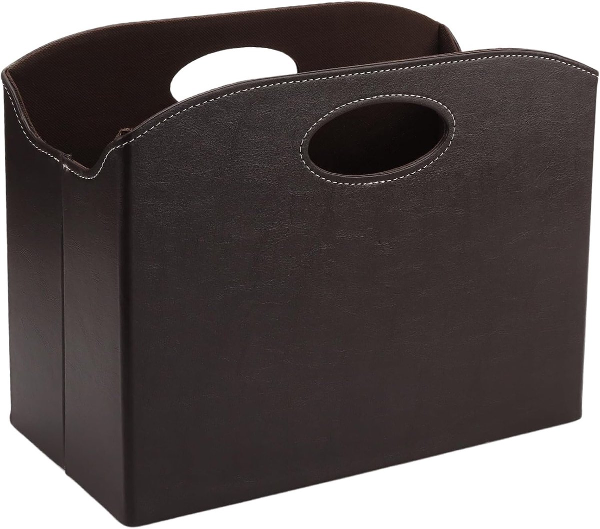 Tijdschriftenstandaard modern, 34,8 x 18,8 x 26,8 cm, opvouwbare krantenmand met draaggreep, leren tijdschriftenverzamelaar voor woonkamer, kantoor