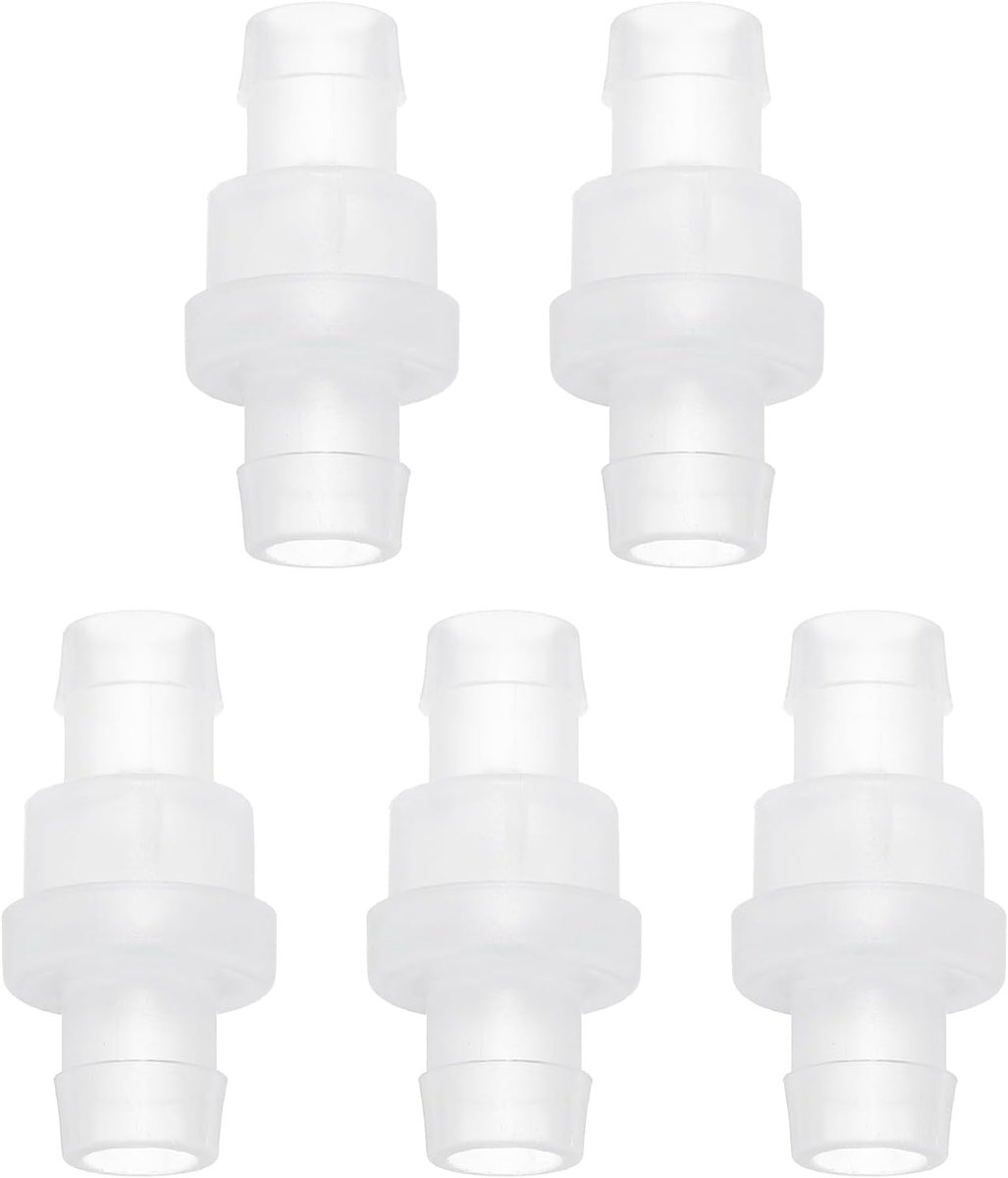 5 stuks terugslagventielen, 1/2" (12 mm) diameter, eenweg-slangverbinder, PP kunststof, slangaansluiting voor gas, vloeistof, lucht, water, tank, pomp