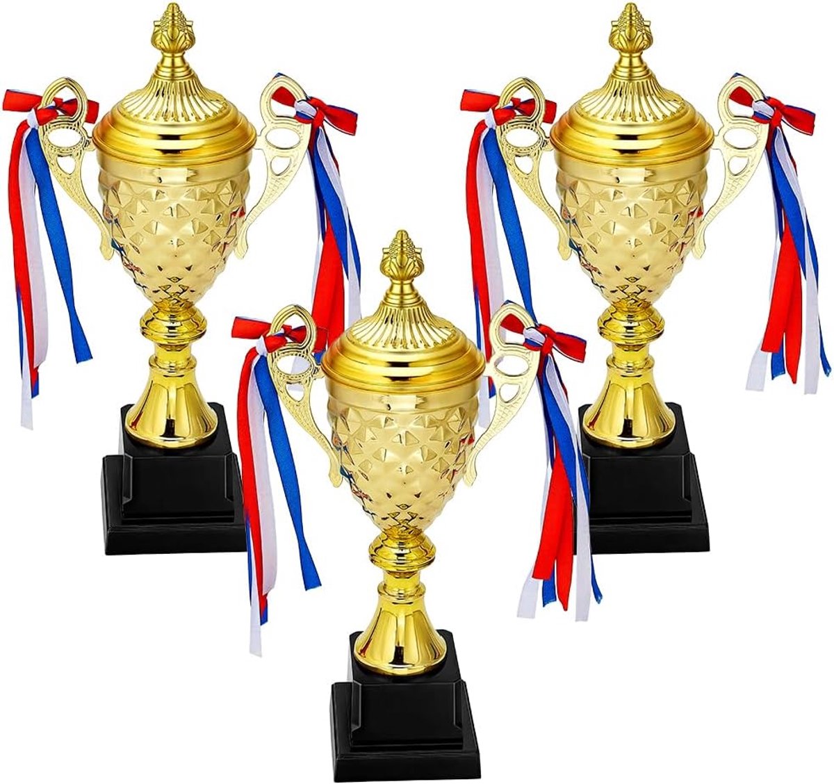 3Pcs Gouden Voetbal Trofee Plastic Award Volwassen Winnaar Trofeeën Voetbal Party Gunsten voor Sport Kampioenschappen Voetbalwedstrijden Award Ceremonie Viering Party Gift